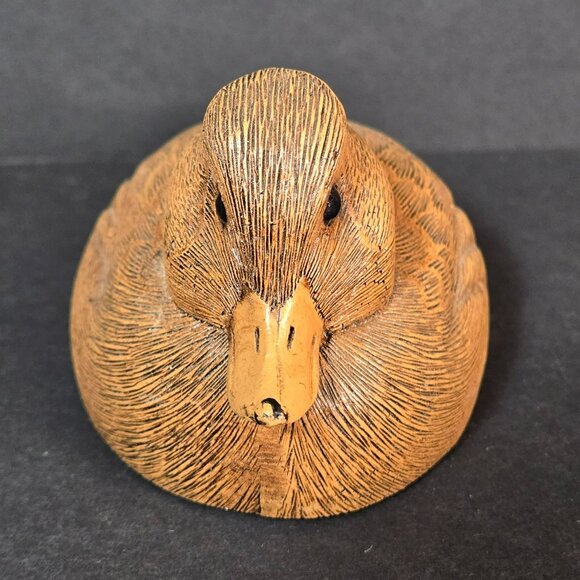 Hand-Carved-Wood-Look Resin Duck Figurine 2" Tall Bird Hunting Nature Decor - Picture 2 of 10